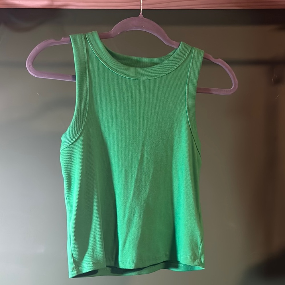 Old West Green Fitted Crop Tank Top
